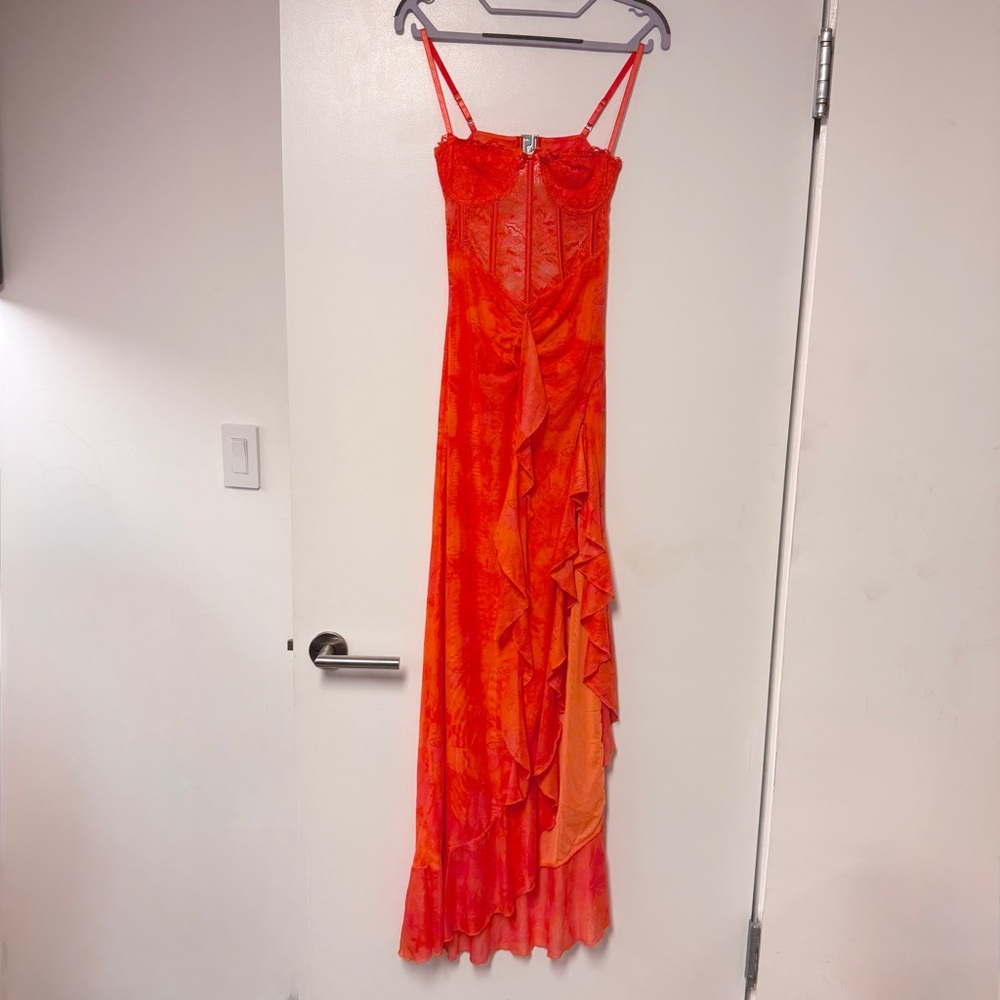 Elegant Orange Women's Dress - Picture 3 of 9